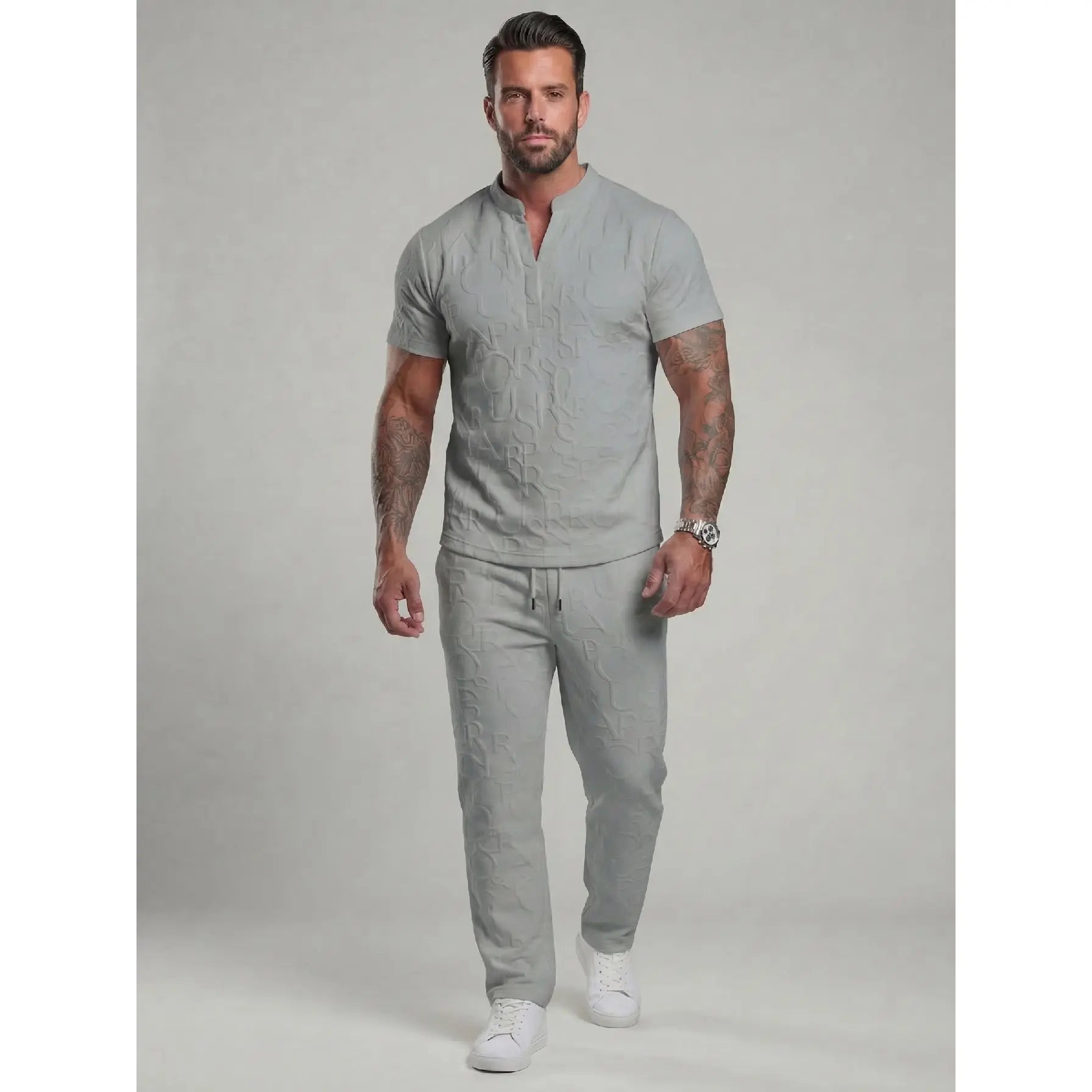 Men's Textured Tee & Pants 2-Piece Set