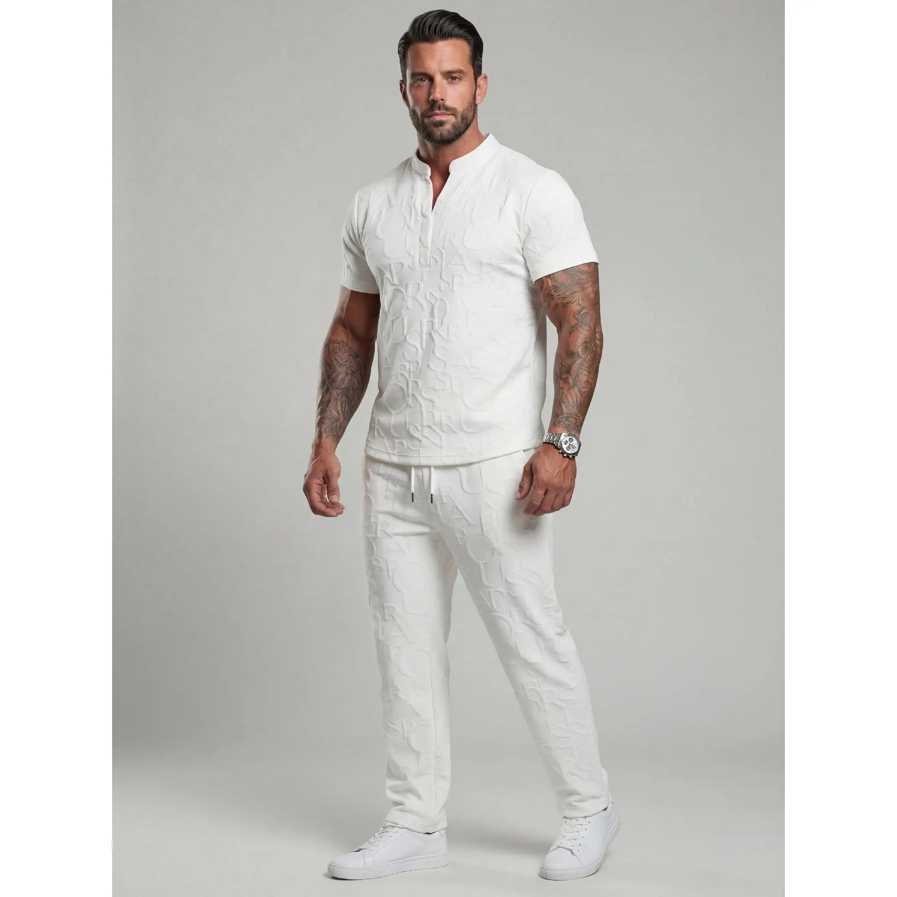 Men's Textured Tee & Pants 2-Piece Set